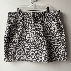 Grey Corduroy Cheetah Print Skirt, American Eagle, 10 Long